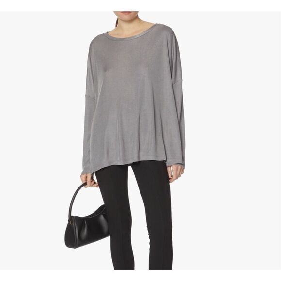 MAX MARA LEISURE Gio Oversize Jersey Top in Medium Grey Size M bat sleeve - Picture 3 of 10